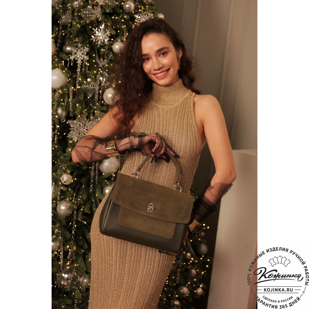 Женская кожаная сумка "Эстель" (хаки)